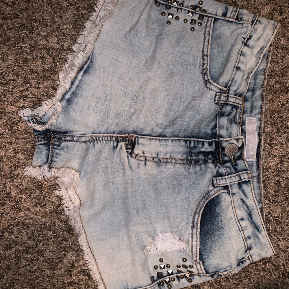 Acid wash denim shorts